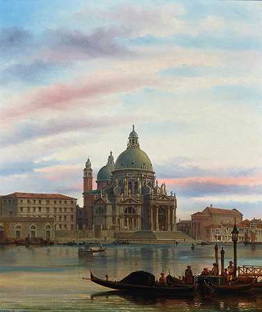 费利斯·奥古斯特·雷齐亚（Felice Auguste Rezia）的《威尼斯，圣玛丽亚致敬图》