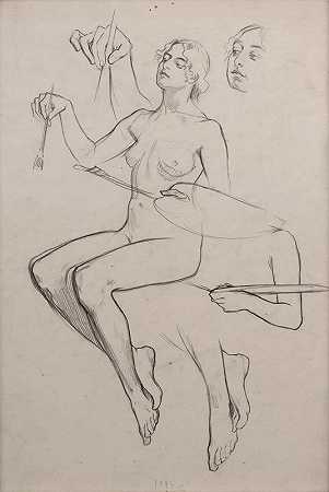 “女性裸体”作者：Alphonse Mucha