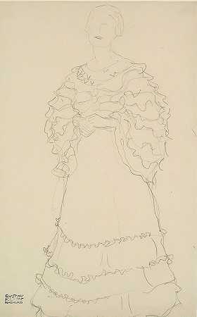 古斯塔夫·克里姆特（Gustav Klimt）的《站立人物略向左，双手折叠》