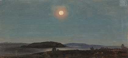 弗雷德里克·埃德温·丘奇（Frederic Edwin Church）的《太阳或月亮升起豪猪群岛，巴尔港》