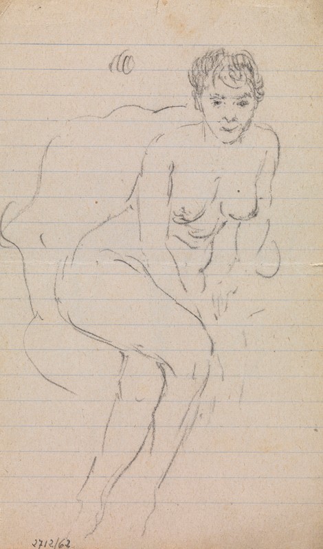 詹姆斯·恩索（James Ensor）《双腿交叉的坐着裸体》