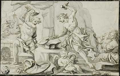 长老亚伯拉罕·德伦特韦特的《火神为阿基里斯制造武器，维纳斯和丘比特注视》