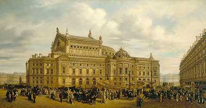 “Opera Garnier从Auber街观看，约1880年，第9区，作者：LeonardSaurfelt