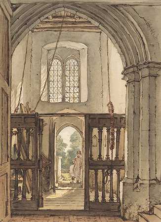 威廉·亨利·亨特《布希教堂钟楼内部》