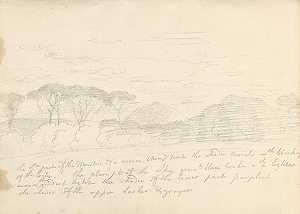德比的约瑟夫·赖特（Joseph Wright）的《雨伞松树与远山风景》