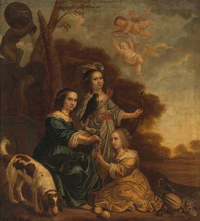 雅各布·威廉斯的《艺术家女儿吉尔特鲁伊特、玛格丽特和安娜·德尔夫的肖像》（《风景中三个小女孩的肖像》）