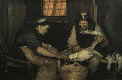 安娜·安彻（Anna Ancher）的《拔鸥的老夫妇》（Lars Gaihede and Old Lene）