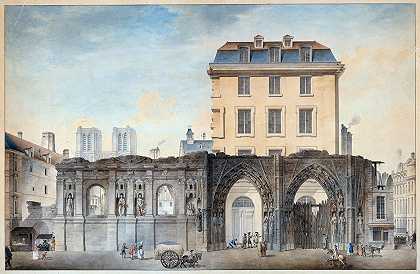 “奥古斯特·塞巴斯蒂安·贝纳德（Auguste Sébastien Bénard）1772年大火后Hôtel Dieu的前立面视图