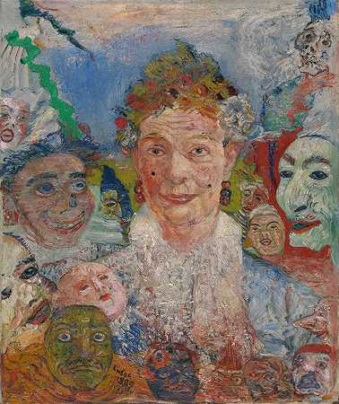 詹姆斯·恩索的《戴面具的老妇人》
