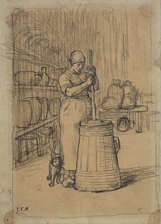 让-弗朗索瓦·米勒的《女人喝黄油的研究》