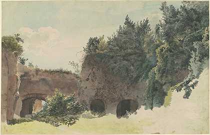 约翰·戈特弗里德·克林斯基的《长满树木和灌木的古罗马废墟》