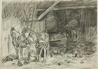 查尔斯·埃米尔·雅克的《铁匠店内部》