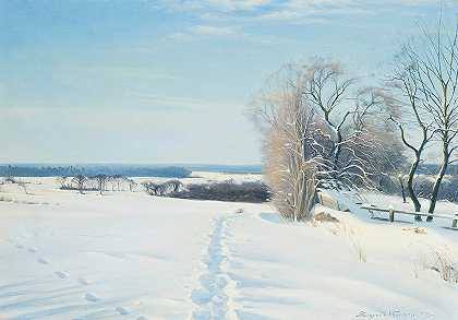 西格瓦德·马吕斯·汉森的《雪中的足迹》