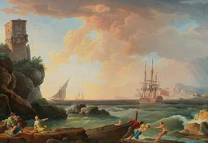 让·亨利·德·阿尔勒的《海港场景》