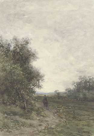 Jan Vrolijk的《骑手和牧羊人的风景》