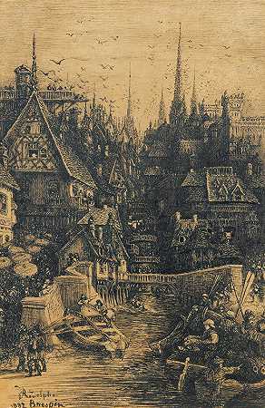 鲁道夫·布莱斯丁的中世纪城市风景