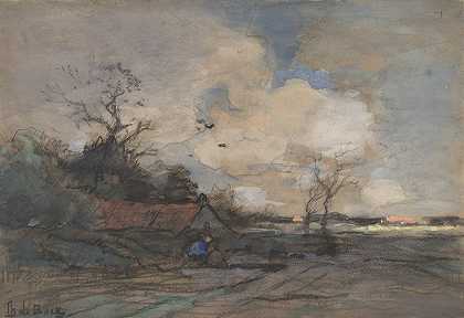 Théophile de Bock的《带小屋的风景》