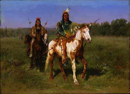 Rosa Bonheur的《骑马印第安人携带长矛》