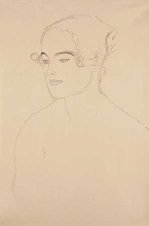 古斯塔夫·克里姆特的“左侧乳房图像（躯干朝向左侧）