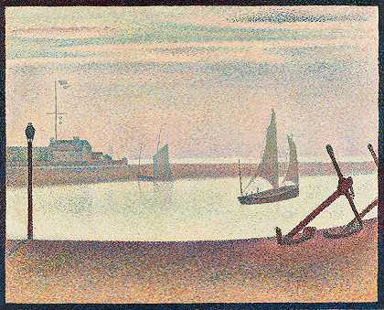 乔治·修拉的《格拉夫林的海峡，晚间》