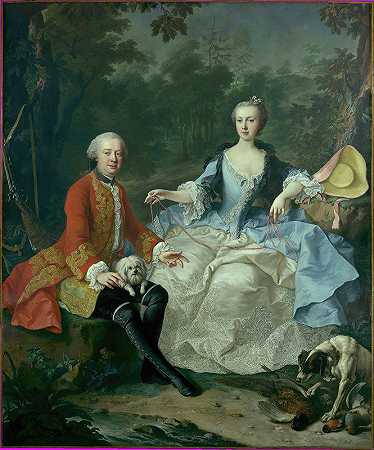 马丁·范·梅滕斯（Martin van Meytens）的《猎人与妻子》（Ernestine Aloisia Ungnad von Weissenwolff）中的贾科莫·杜拉佐伯爵