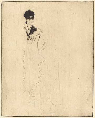 诺伯特·戈内特的《紫罗兰中的一位年轻女士的素描》