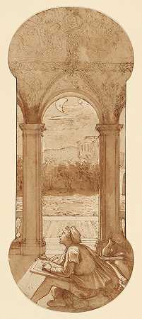 “塔迪奥在法内西纳别墅的Loggia中复制拉斐尔的壁画，在那里他还被费德里科·祖卡罗（Federico Zuccaro）代表睡着了