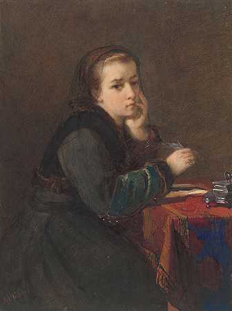 凯特·毕肖普·斯威夫特的《坐在桌子旁的女孩》