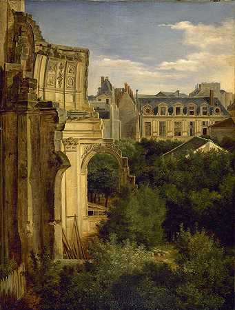 “圣路易斯卢浮宫教堂和朗格维尔酒店的废墟