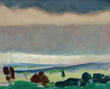 阿瑟·比彻·卡莱斯的《风景，风暴的天空》
