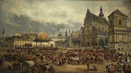 “1895年复活节前在利沃夫贝尔纳丁广场的集市”