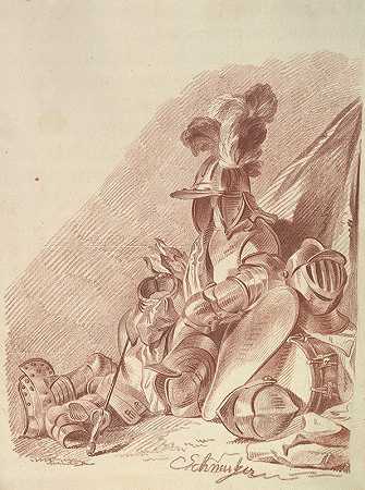 雅各布·马蒂亚斯·施穆策尔的《静物：盔甲、剑、铁鼓》