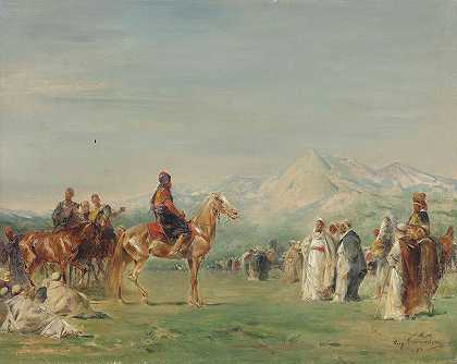 尤金·弗罗门廷（Eugene Fromentin）在阿特拉斯山脉的阿拉伯营地