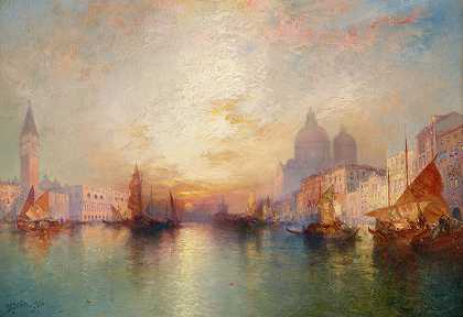 托马斯·莫兰的《威尼斯日落时的大运河》