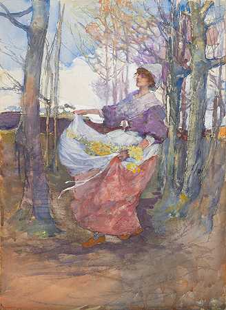 伊丽莎白·阿德拉·福布斯的《一条装满鲜花的围裙》