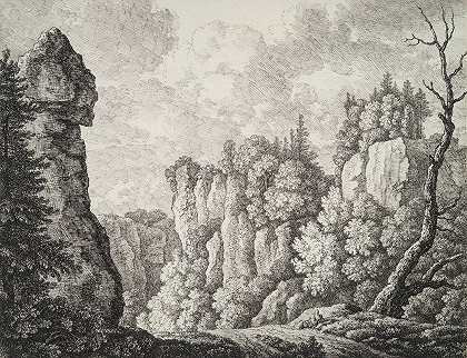 卡尔·威廉·科尔贝（Carl Wilhelm Kolbe）的《洛基风景与隐士》（Rocky Landscape with a Hermit）