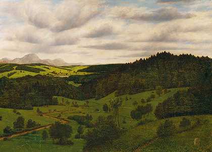 卡尔·海德尔（Karl Haider）的《上巴伐利亚风景》（Upper Bavarian Landscape near Schliersee with the Wendelstein）