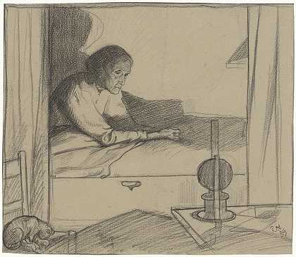理查德·尼古拉·罗兰·霍尔斯特的《Vrouw Hogerhuis，床上的古筝》（第二次设计）