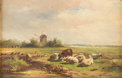 阿尔伯特·朱拉杜斯·范·普罗扬的《田野上的羊》