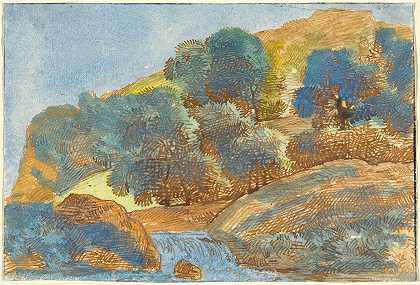 弗兰茨·科贝尔的《山丘风景与溪流》