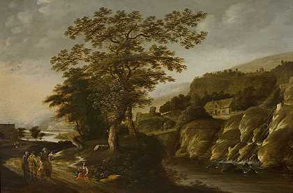 《莱茵河风景与瀑布》，作者：克莱斯·扬斯。范德威利根