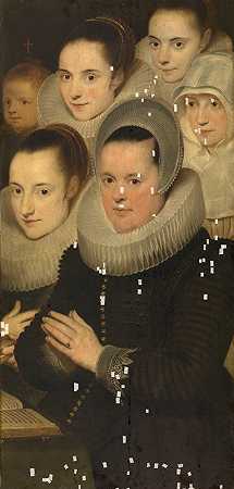 “捐献者的妻子，有五个女儿”，作者：Cornelis de Vos