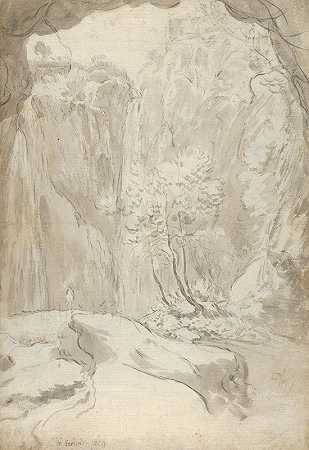 Guilliam du Gardijn的《从洞穴里看Tivoli瀑布》