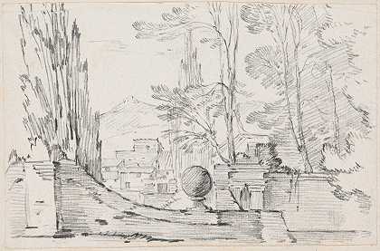 约瑟夫·玛丽·维恩（Joseph Marie Vien）的《意大利花园墙对面的风景》
