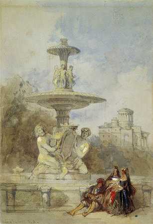 大卫·罗伯茨的《普拉多喷泉，马德里》