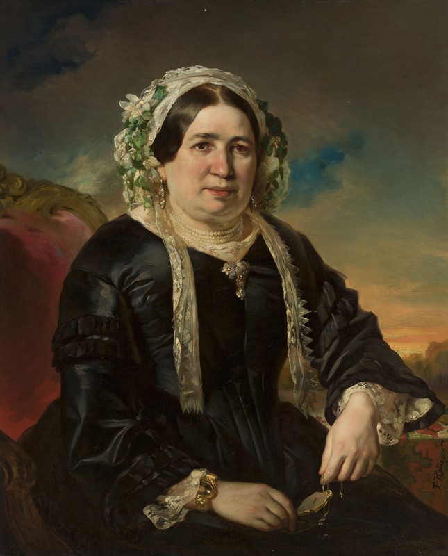 弗朗茨·克鲁格（Franz Krüger）的《戴帽子的女人的肖像》