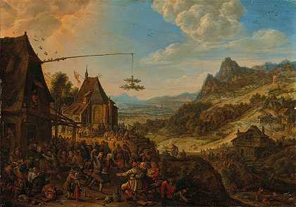 Herman Saftleven的《莱茵风景与乡村节日》
