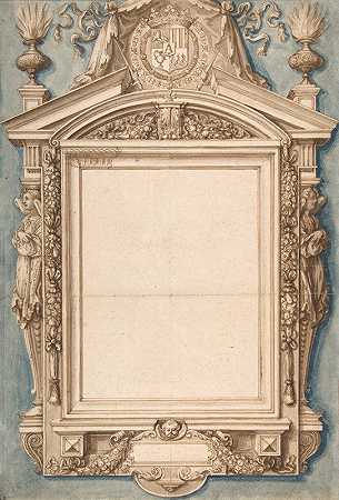 艾蒂安·马泰伦奇的《贝勒加德公爵罗杰二世圣拉里纹章的葬礼牌匾框架设计》