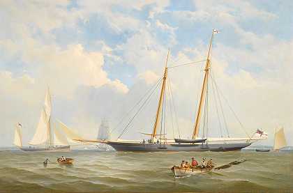 查尔斯·格雷戈里《皇家帆船中队Schooner Viking At Anchor Off Cowes》