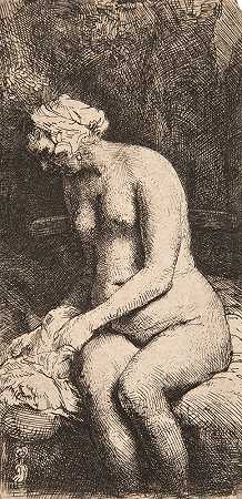 伦勃朗·范·里恩的《在小溪边洗澡的女人》